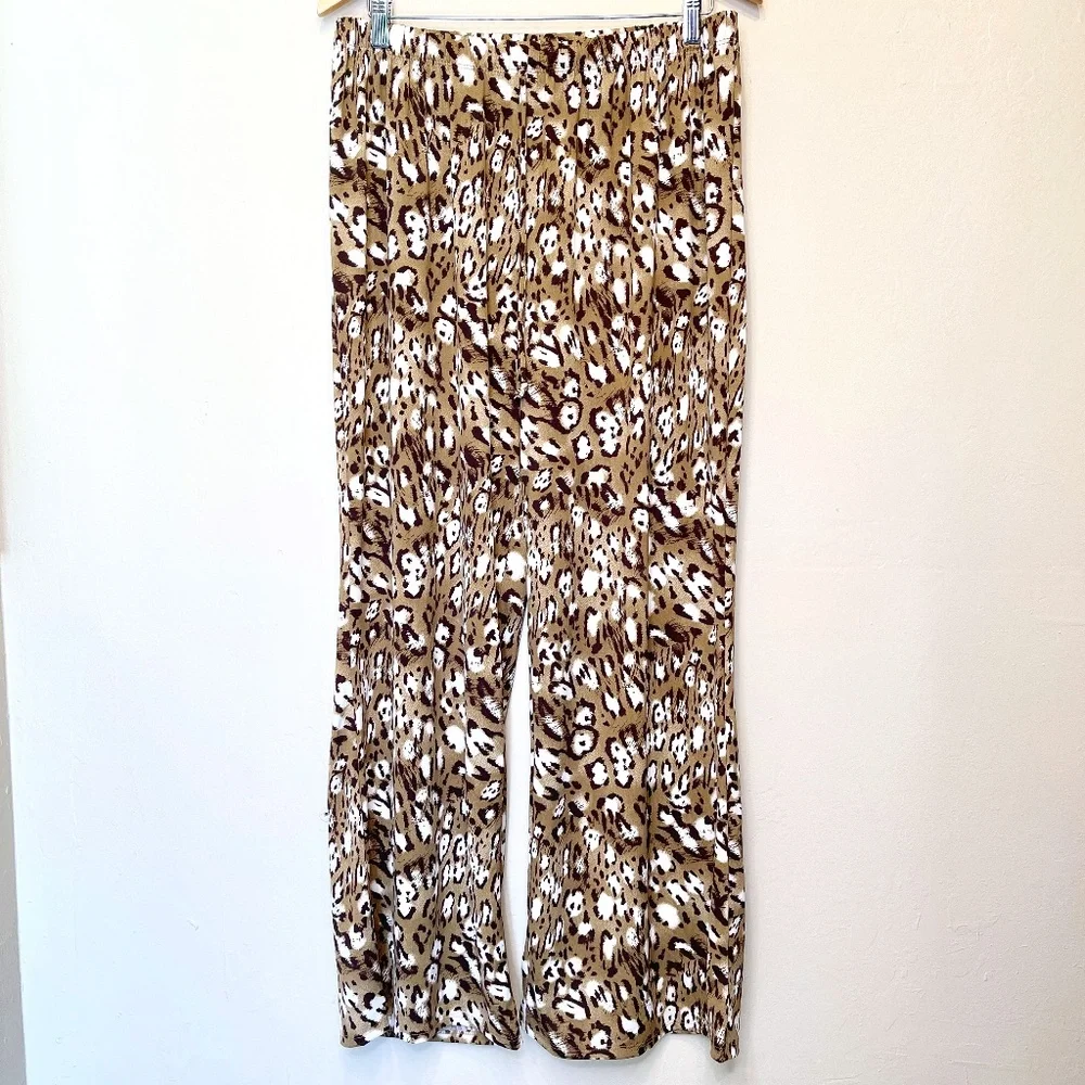 Love Ryan | Leopard Print Lounge Pull On Athleisure Wide Leg Palazzo Pants - Picture 2 of 8